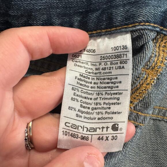 Carhartt Men's Relaxed Fit Jeans Size 44 W x 30 L Medium Wash Cotton Blend - Picture 7 of 8